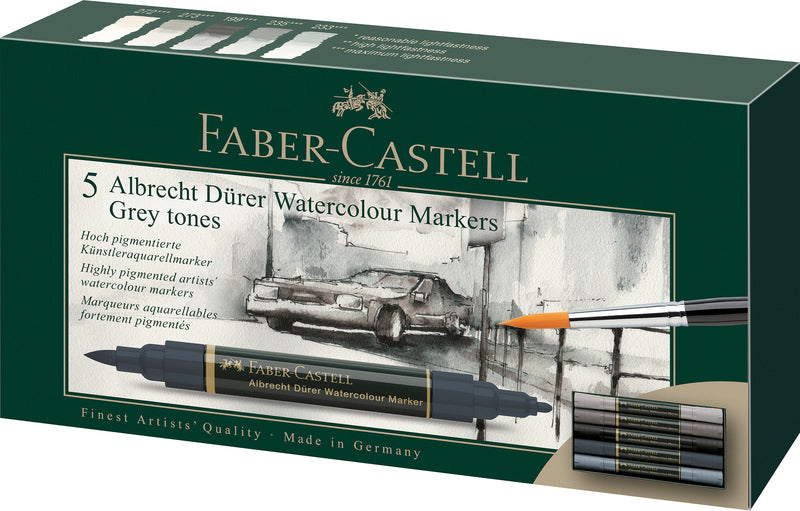 Afbeelding laden in galerijviewer, Faber castell fc-160306 wk25aquarel marker fc albrechtdürer 5 stuks grey tones