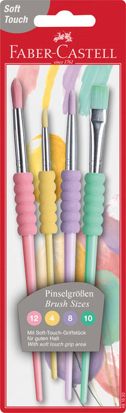 Afbeelding laden in galerijviewer, Faber castell fc-481620 penselenset soft touch 4 stuks pastel kleuren
