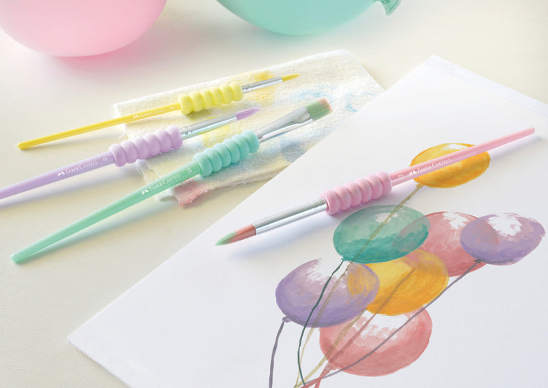 Afbeelding laden in galerijviewer, Faber castell fc-481620 penselenset soft touch 4 stuks pastel kleuren