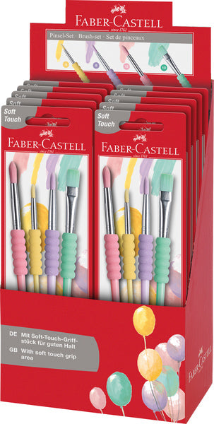 Afbeelding laden in galerijviewer, Faber castell fc-481620 penselenset soft touch 4 stuks pastel kleuren