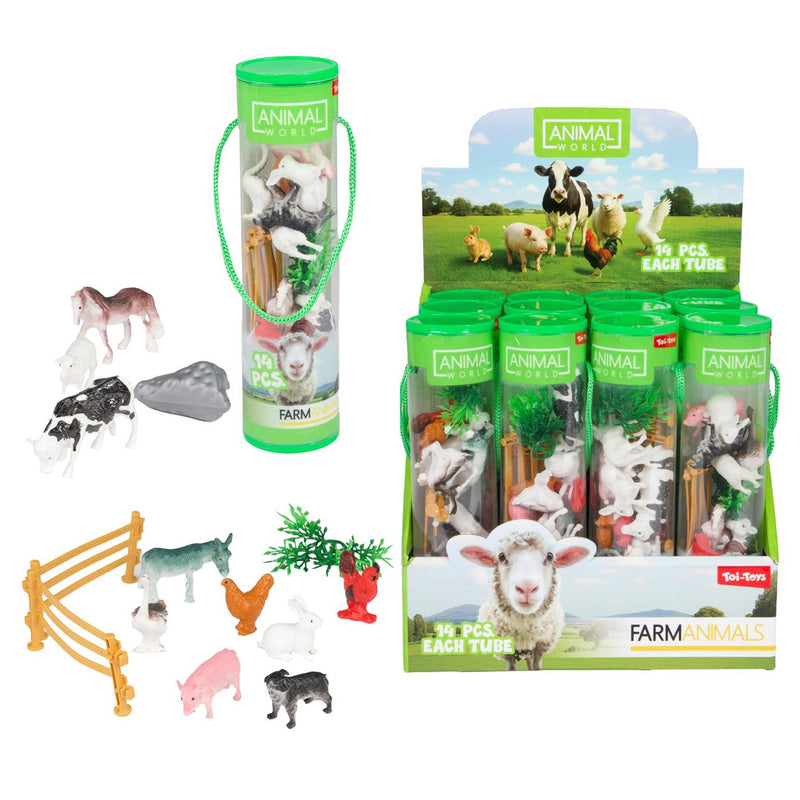 Afbeelding laden in galerijviewer, Toi-toys animal world speelset -boerderij- 14dlg in koker