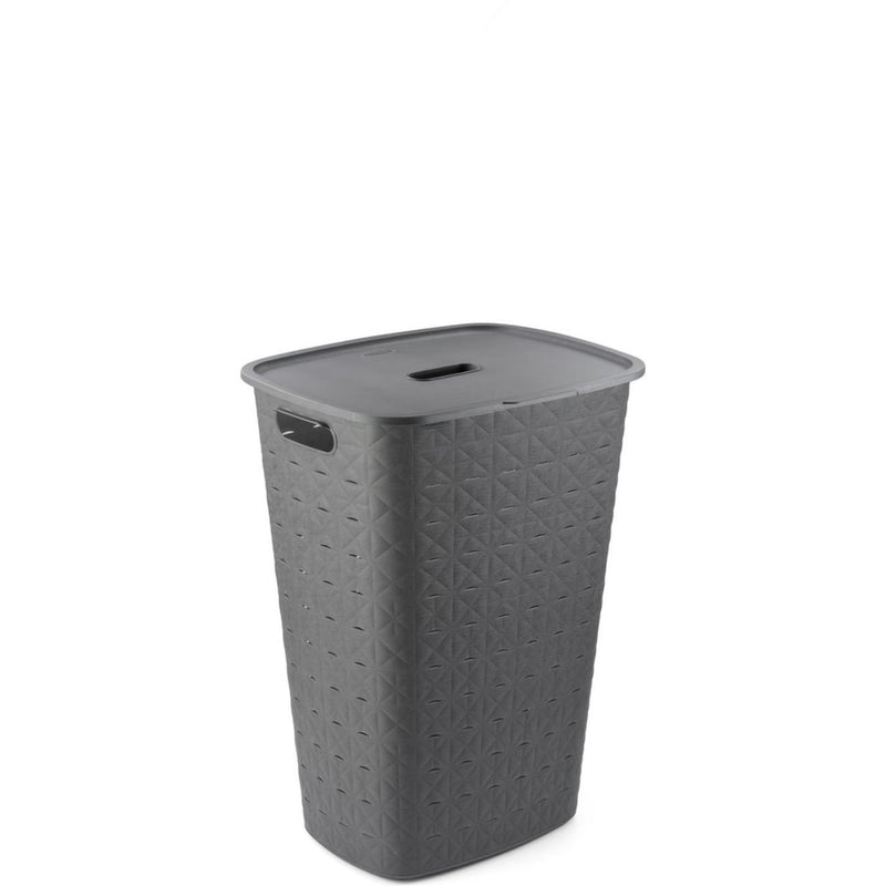 Afbeelding laden in galerijviewer, Curver softex wasmand met deksel 56l antraciet 42x31,6x60cm