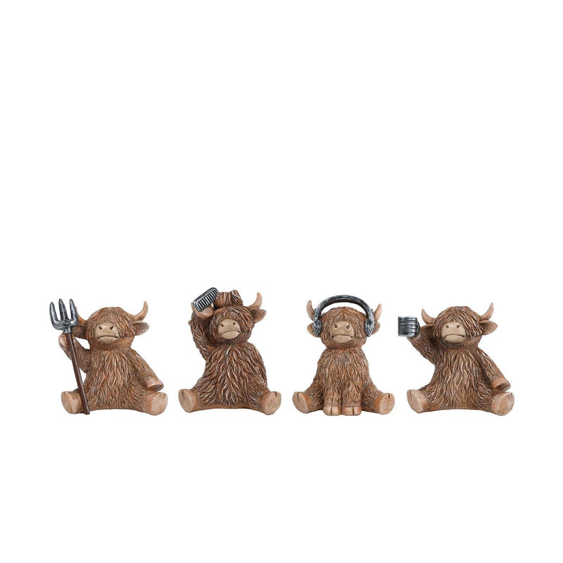 Afbeelding laden in galerijviewer, Sculptuur highlander bruin polystone 10x8x12cm