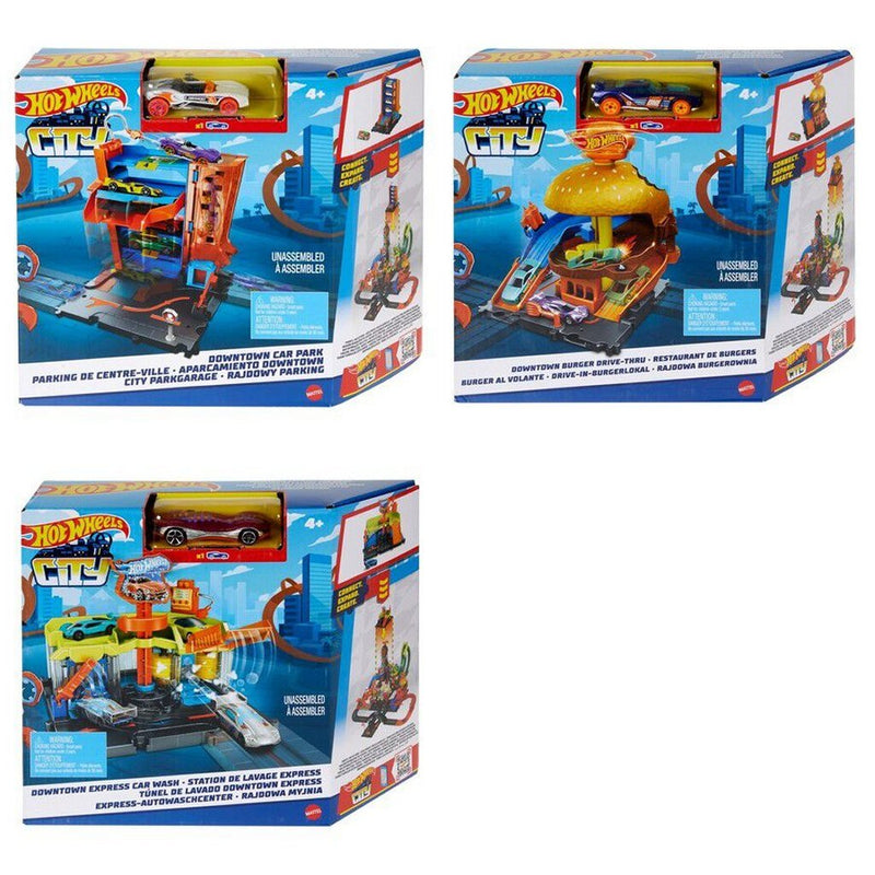 Afbeelding laden in galerijviewer, Mattel hot wheels city downtown speelset assorti