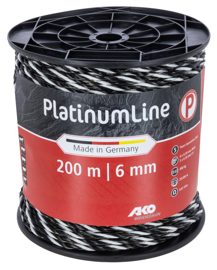Afbeelding laden in galerijviewer, Ako producten platinumline afrasteringskoord 6mm 200m wit zwart