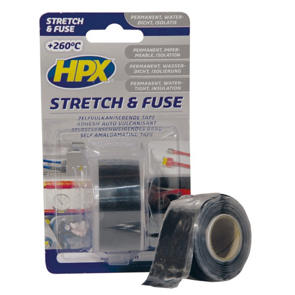 Afbeelding laden in galerijviewer, Hpx producten stretch fuse reparatietape silicone zwart 25mm x 3m