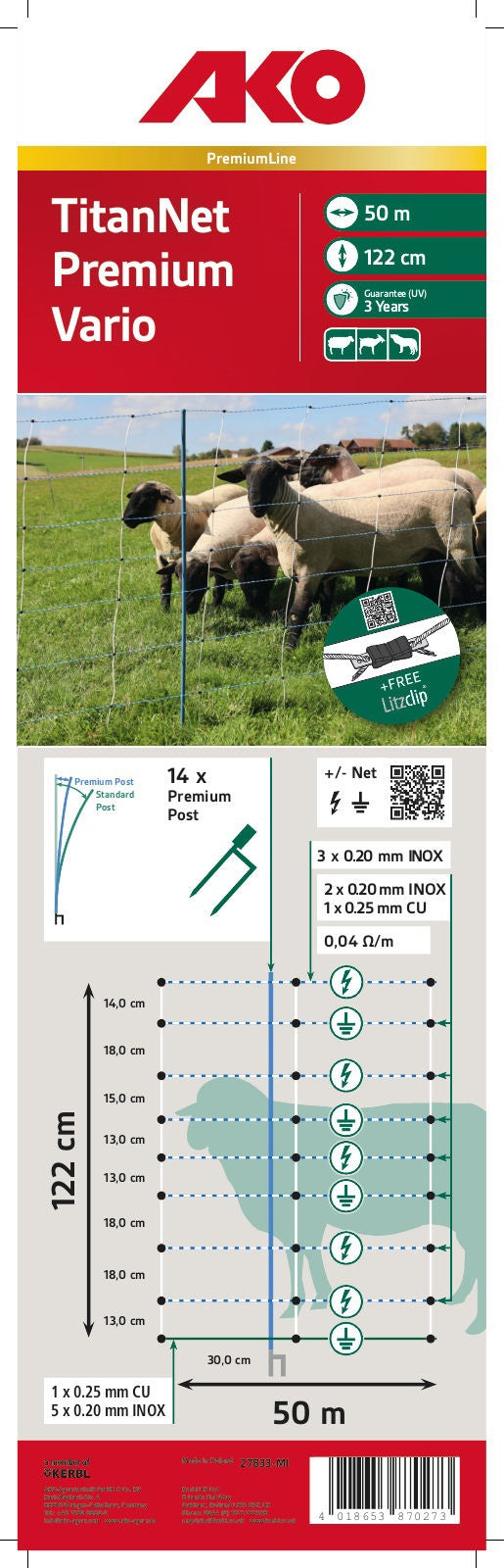 Afbeelding laden in galerijviewer, Ako producten schapennettitan premium vario 122 cm x 50m dubbele pen 1