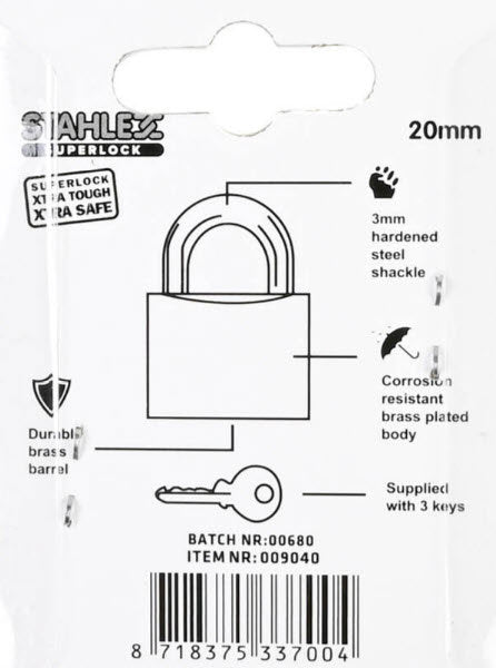 Afbeelding laden in galerijviewer, Producten hangslot superlock 20mm plus3sleutels