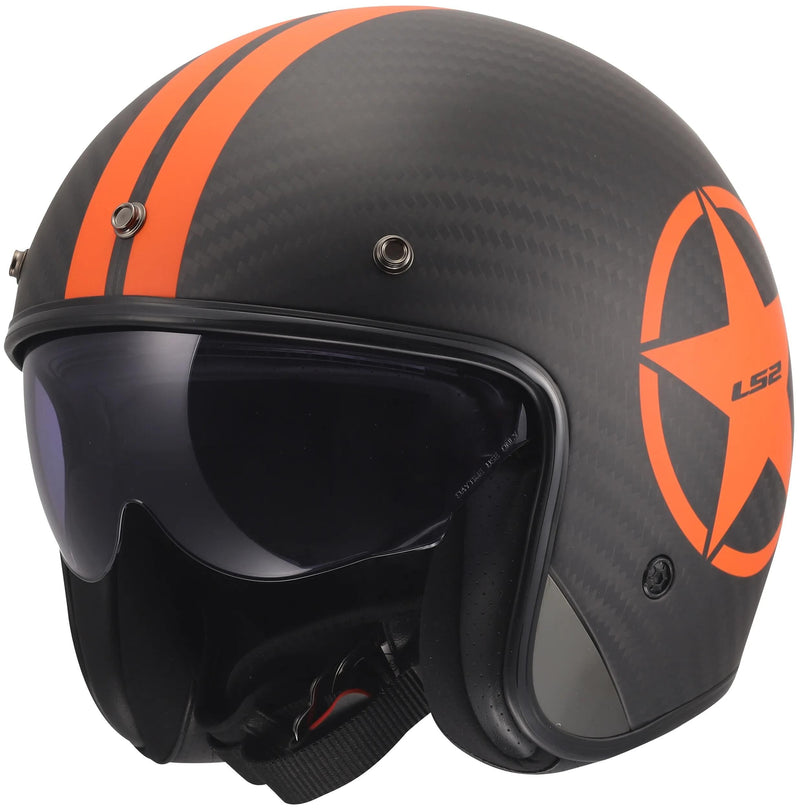Afbeelding laden in galerijviewer, Ls2 jethelm of601 bob ii carbon star helmet of601 bob ii carbon star orange gr. s