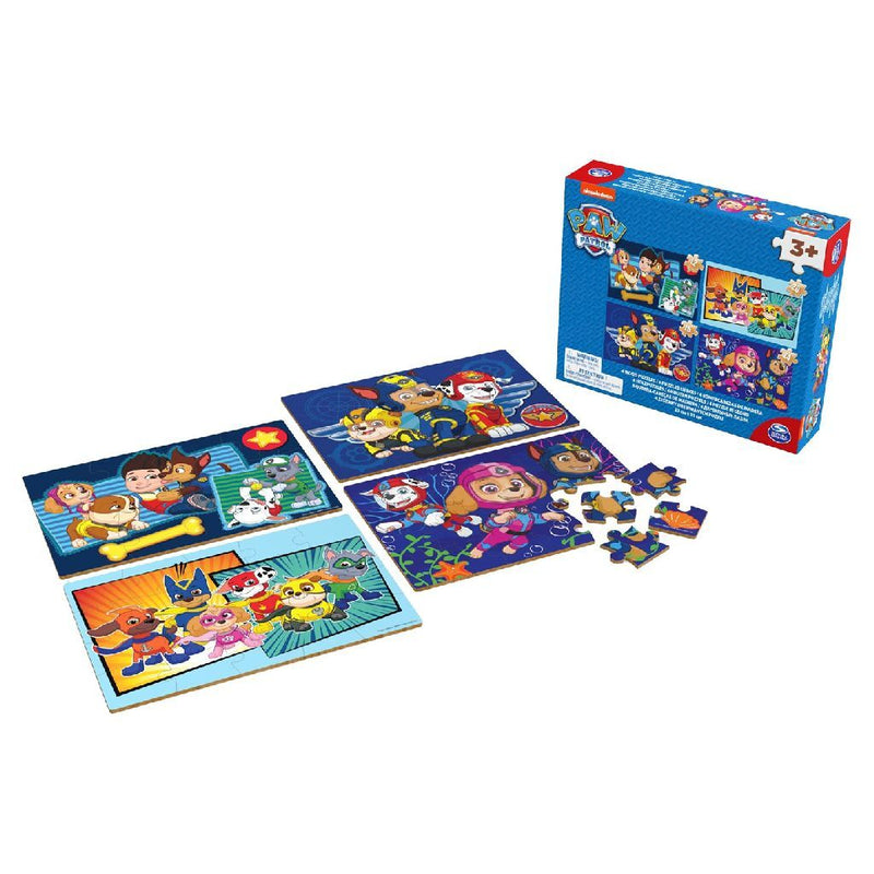 Afbeelding laden in galerijviewer, Paw patrol shoe box 4 houten puzzels 12-16-20-24 stukjes
