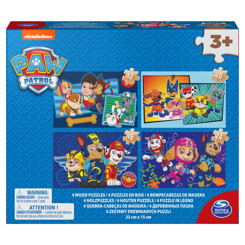 Afbeelding laden in galerijviewer, Paw patrol shoe box 4 houten puzzels 12-16-20-24 stukjes