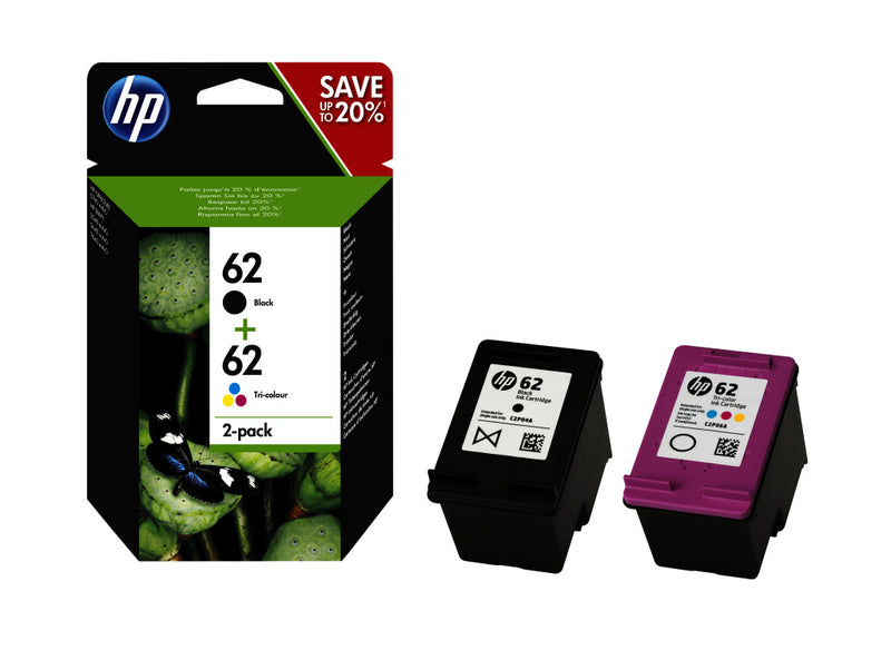 Afbeelding laden in galerijviewer, Hp inktcartridge n9j71ae nummer 62 2 stuks cyaan geel magenta zwart