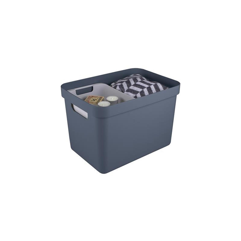 Afbeelding laden in galerijviewer, Sunware sigma home opbergbox 18l donker blauwgrijs 35,2 x 25,3 x 24,3 cm