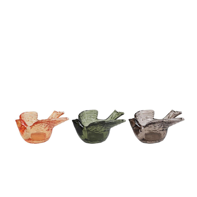 Afbeelding laden in galerijviewer, Theelichthouder bird ass kleur glas 13,5x11,5x6cm