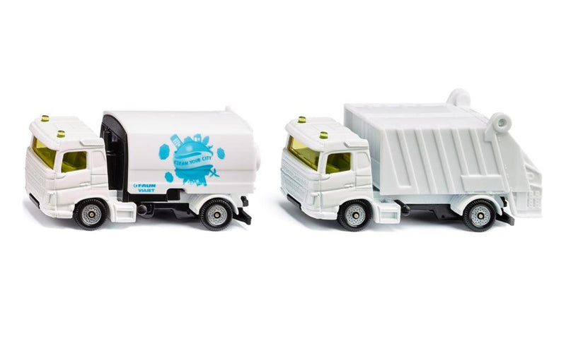 Afbeelding laden in galerijviewer, Siku set gemeentewerken veegwagen en vuilniswagen 1:87 nr 1687