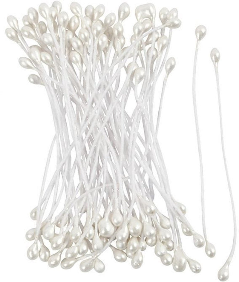 Afbeelding laden in galerijviewer, Creativ company cc bloemmeeldraden 6 cm wit 100 stuks
