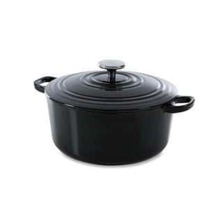 Afbeelding laden in galerijviewer, Bk bourgogne braadpan gietijzer 24cm 4.2l - inductie braadpan - gietijzeren braadpan - ovenbestendig tot 230 graden - deksel met druipringen - wit geëmailleerde binnenkant - zwart