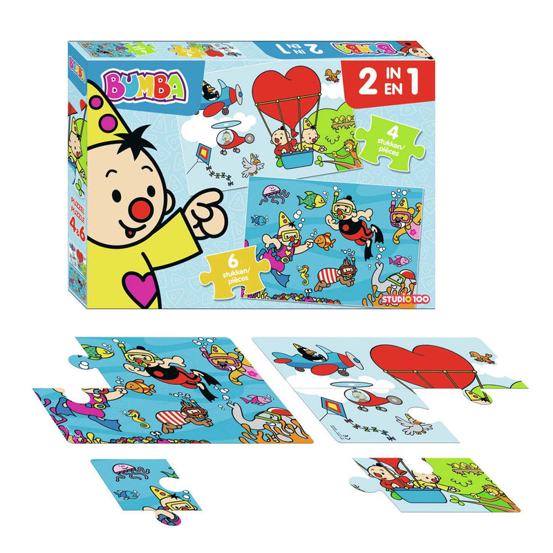 Afbeelding laden in galerijviewer, Bumba puzzel - 2 in 1 puzzel 4 6 stukken - onder water in de lucht