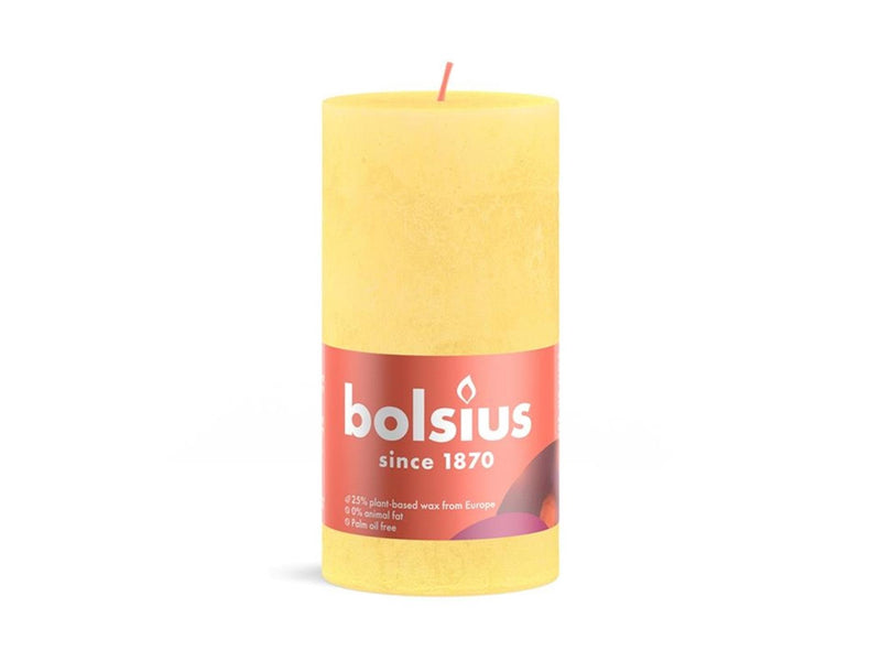 Afbeelding laden in galerijviewer, Bolsius shine collection rustiek stompkaars 130 68 sunny yellow