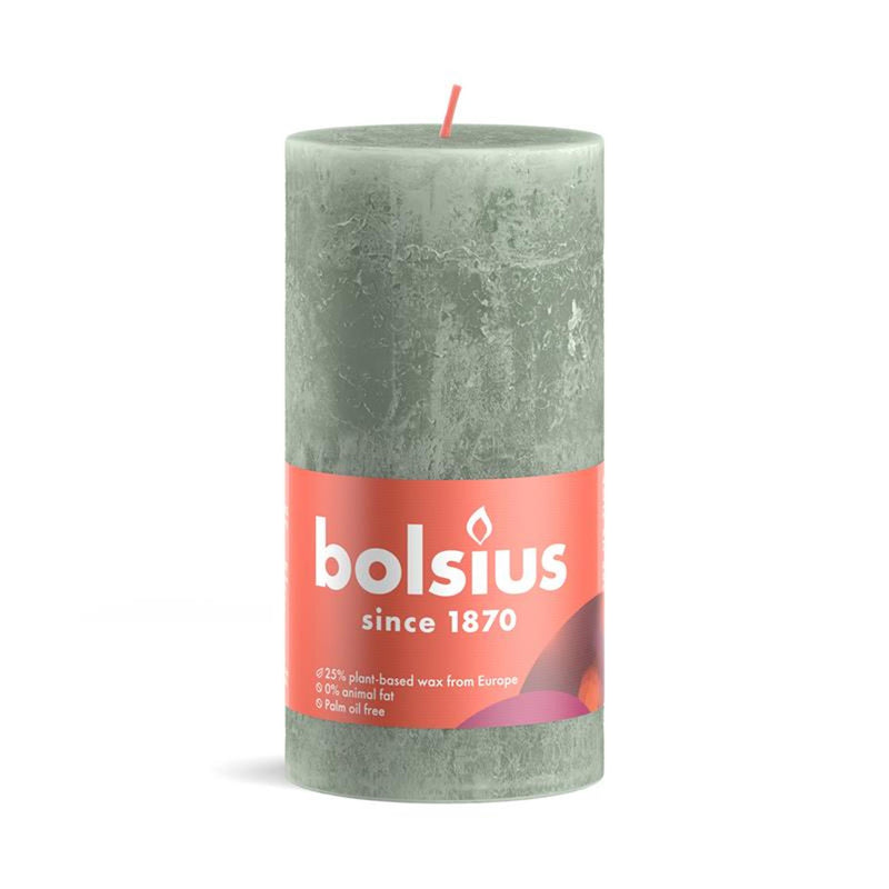 Afbeelding laden in galerijviewer, Bolsius shine collection rustiek stompkaars 130 68 jade green-jadegroen