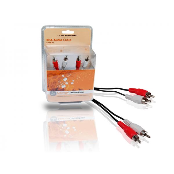 Afbeelding laden in galerijviewer, Conceptronic clcinch5 rca audio cable, 2x rca -> 2x rca, m m, 5m, black