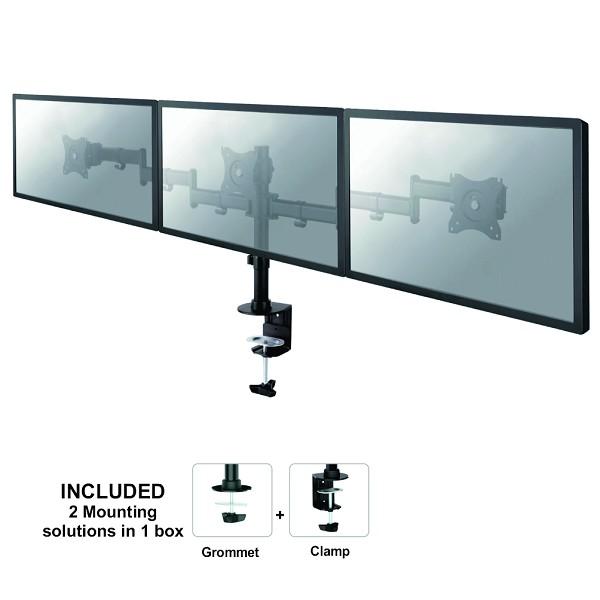 Afbeelding laden in galerijviewer, Neomounts neomounts nm-d135d3black neomounts triple desk mount, 3x 10-27 , 24 kg, tilt turn rotate,