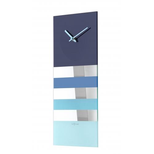 Afbeelding laden in galerijviewer, Nextime klok 2855bl bold stripes, 38x19 cm, wall, blue