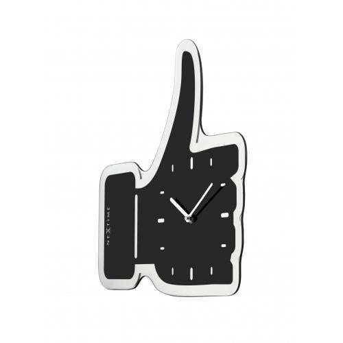 Afbeelding laden in galerijviewer, Nextime klok 3072zw thumbs up, 40.5x41.cm, wall, black silver