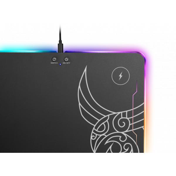 Afbeelding laden in galerijviewer, L33t gaming 160378 kvennavagn rgb hard gaming mat w qi charge, 355 x 255 x 5.8 mm, black