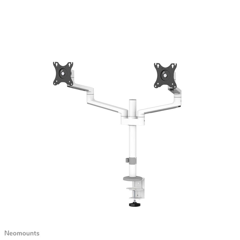 Afbeelding laden in galerijviewer, Neomounts ds60-425wh2 desk-mount, 2x 27 inch 8kg, tilt rotate swivel, 100x100 mm, white