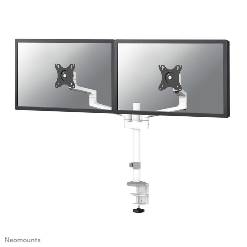 Afbeelding laden in galerijviewer, Neomounts ds60-425wh2 desk-mount, 2x 27 inch 8kg, tilt rotate swivel, 100x100 mm, white