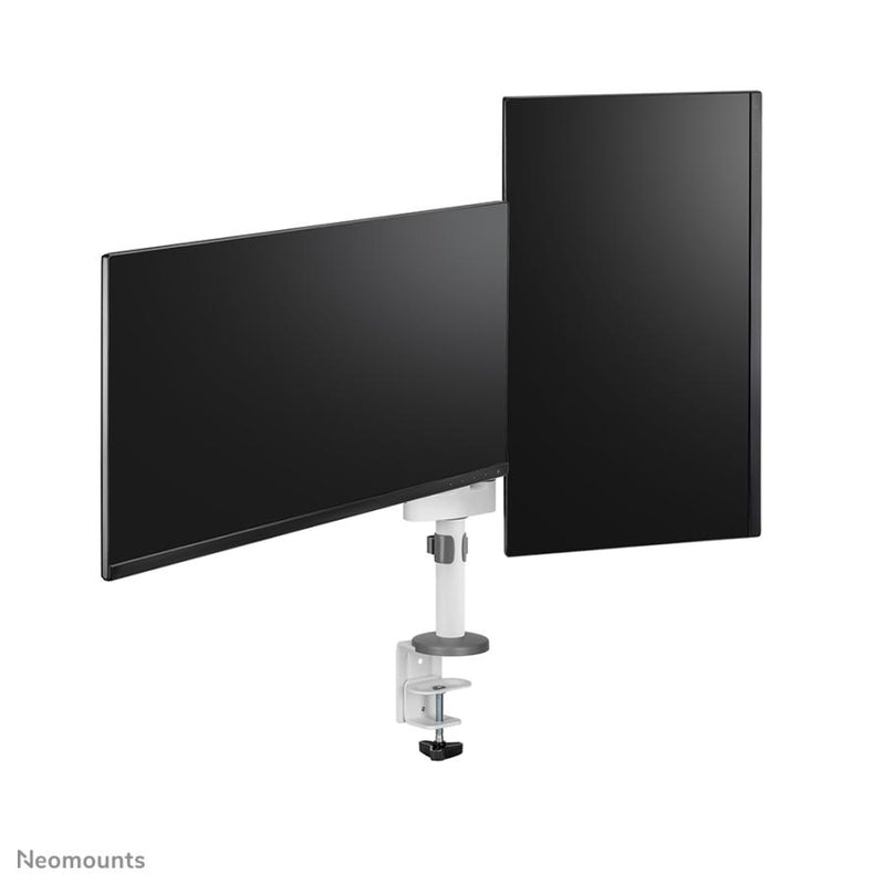 Afbeelding laden in galerijviewer, Neomounts ds60-425wh2 desk-mount, 2x 27 inch 8kg, tilt rotate swivel, 100x100 mm, white