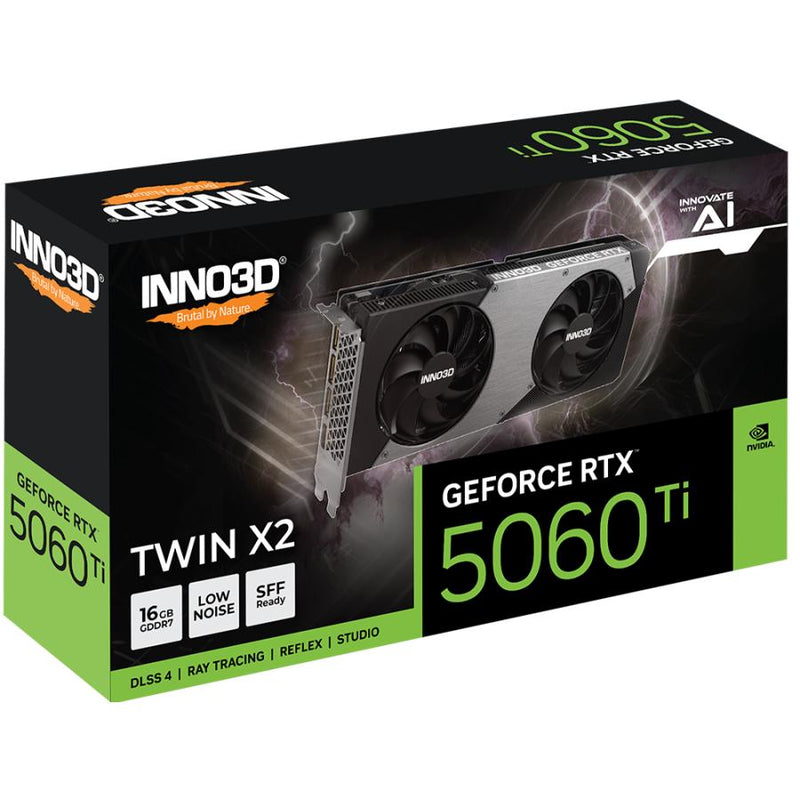 Afbeelding laden in galerijviewer, Inno3d n506t2-16d7-191073n geforce rtx 5060 ti twin x2 16gb, 16 gb, gddr7, 128-bit, 448 gb s, pcie5
