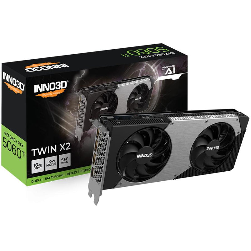Afbeelding laden in galerijviewer, Inno3d n506t2-16d7-191073n geforce rtx 5060 ti twin x2 16gb, 16 gb, gddr7, 128-bit, 448 gb s, pcie5