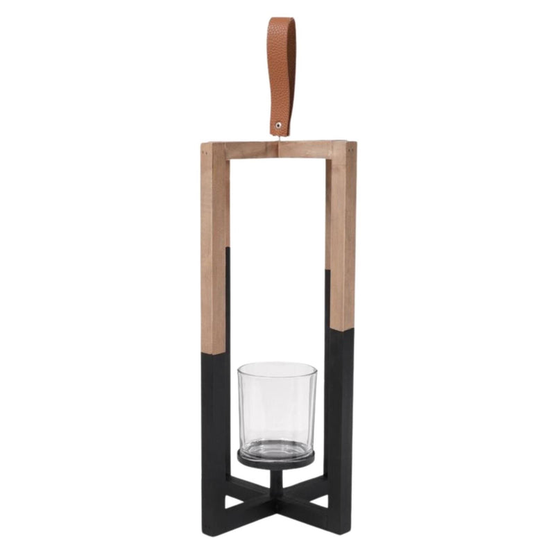 Afbeelding laden in galerijviewer, Senza kaarshouder hout zwart naturel 40cm