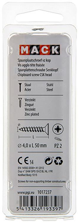Afbeelding laden in galerijviewer, Mack 1017237 - spaanplaatschroef vz kop geelverz.15 st 4,0 x 50 mm | 10 stuks
