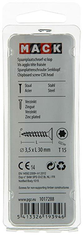 Afbeelding laden in galerijviewer, Mack 1017288 - spaanplschr.vzkop-zelfb. geelverz. 26 st 3,5 x 30 mm | 10 stuks