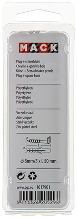 Afbeelding laden in galerijviewer, Mack 1017901 - plug + schroefduim polyeth 4 st 8mm 5x50mm | 5 stuks