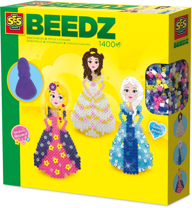 Afbeelding laden in galerijviewer, Ses creative - beedz - prinsessen - 1400 strijkkralen met grondplaten, glitters en strijkvellen - vanaf 5 jaar