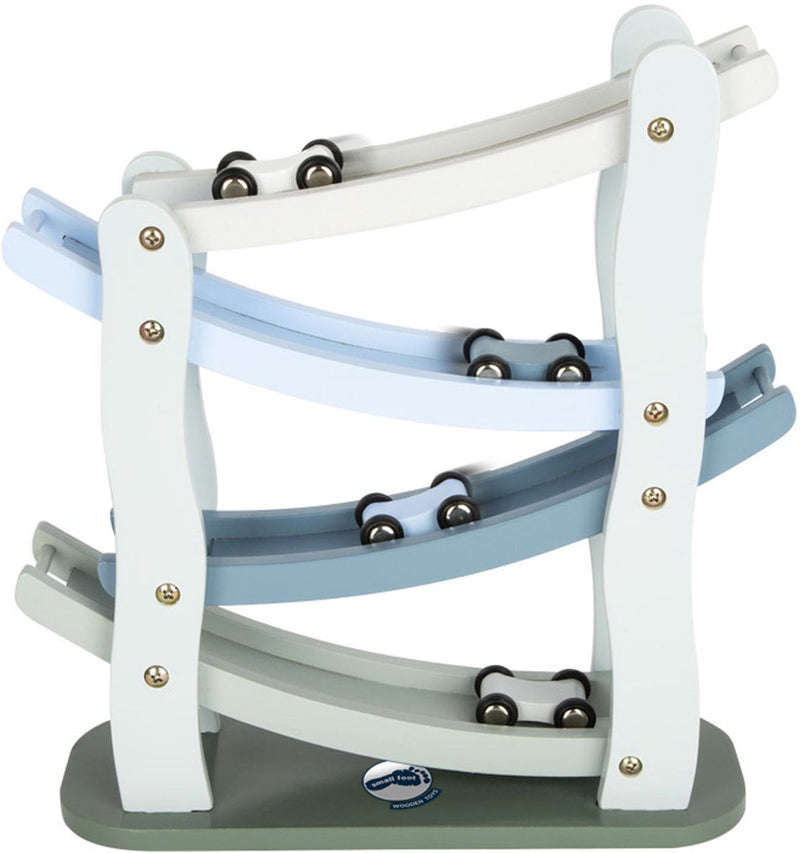 Afbeelding laden in galerijviewer, Small foot - houten autobaan blauw met 4 auto's