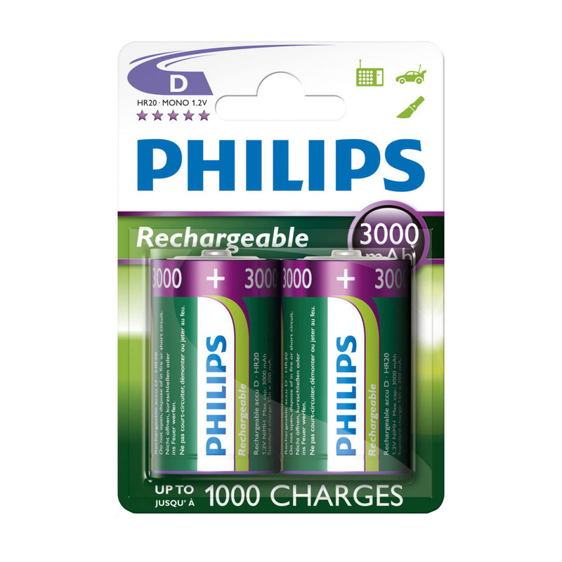 Afbeelding laden in galerijviewer, Battery sales europe oplaadbare batterijen philips rechargeable nimh d hr20 3000mah, 2st.