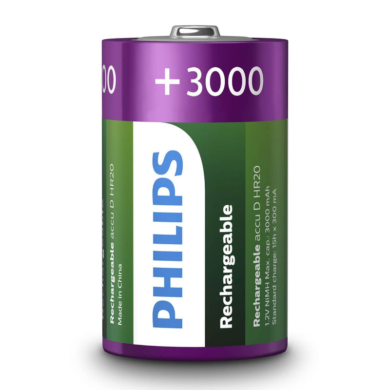 Afbeelding laden in galerijviewer, Battery sales europe oplaadbare batterijen philips rechargeable nimh d hr20 3000mah, 2st.