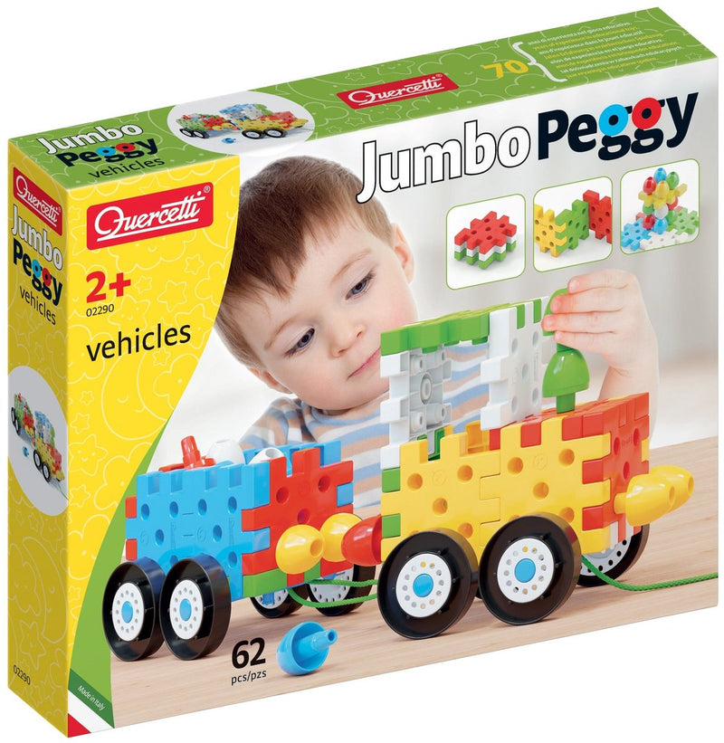 Afbeelding laden in galerijviewer, Quercetti bouwpakket voertuig jumbo peggy junior 62-delig