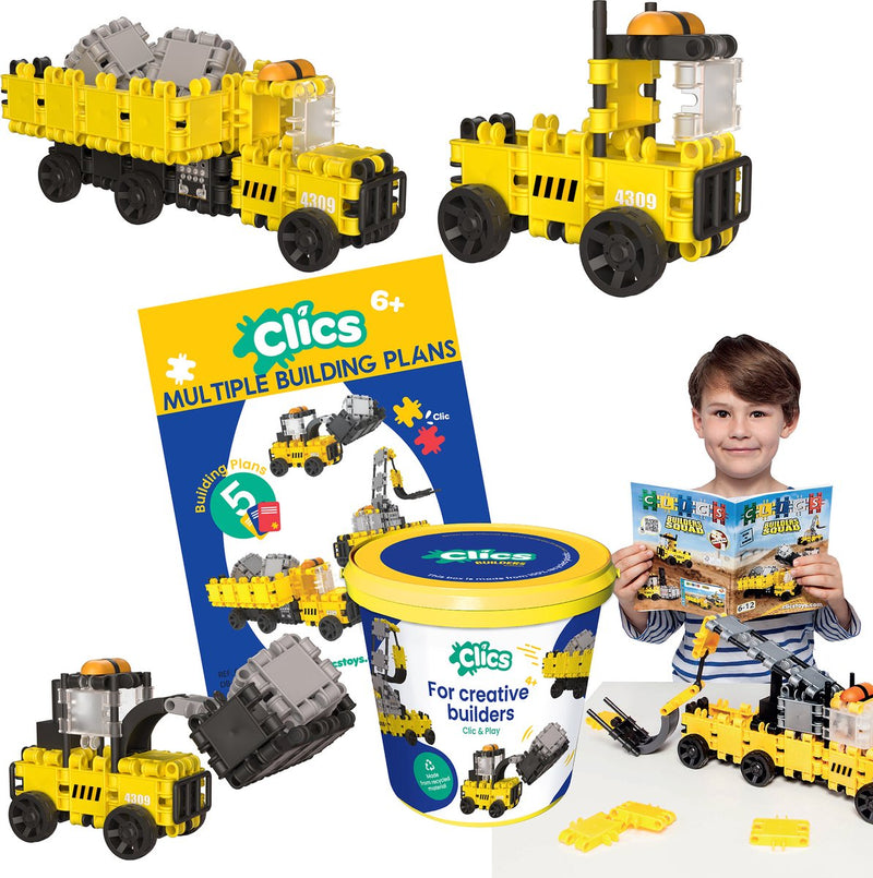 Afbeelding laden in galerijviewer, Clics builders 5-in-1 bouwblokken– duurzaam speelgoed gemaakt van gerecycleerde kunststof- bouwset 5 in 1 - speelgoed 4,5,6,7,8 jaar jongens en meisjes- educatief speelgoed- montessori speelgoed- constructie speelgoed