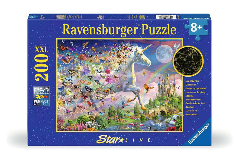 Afbeelding laden in galerijviewer, Ravensburger puzzel fantasy unicorn star line - legpuzzel - 200 stukjes
