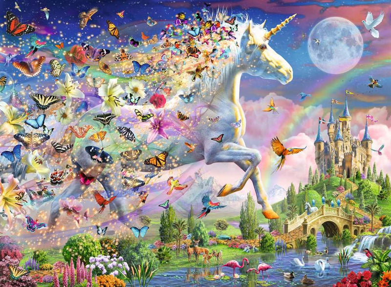 Afbeelding laden in galerijviewer, Ravensburger puzzel fantasy unicorn star line - legpuzzel - 200 stukjes