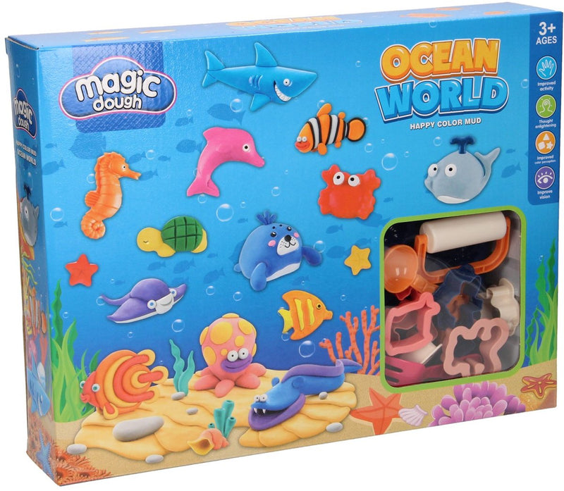 Afbeelding laden in galerijviewer, Lobbes speelgoed bv lobbes klei speelset onderwaterwereld - 6 kleuren klei en accessoires.