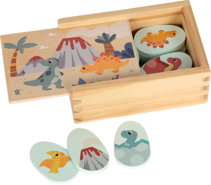Afbeelding laden in galerijviewer, Small foot - houten memospel dino in opbergdoos