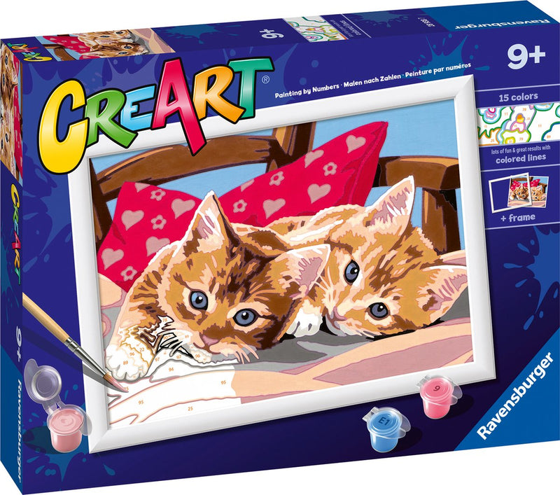 Afbeelding laden in galerijviewer, Ravensburger creart two cuddly cats - schilderen op nummer voor kinderen