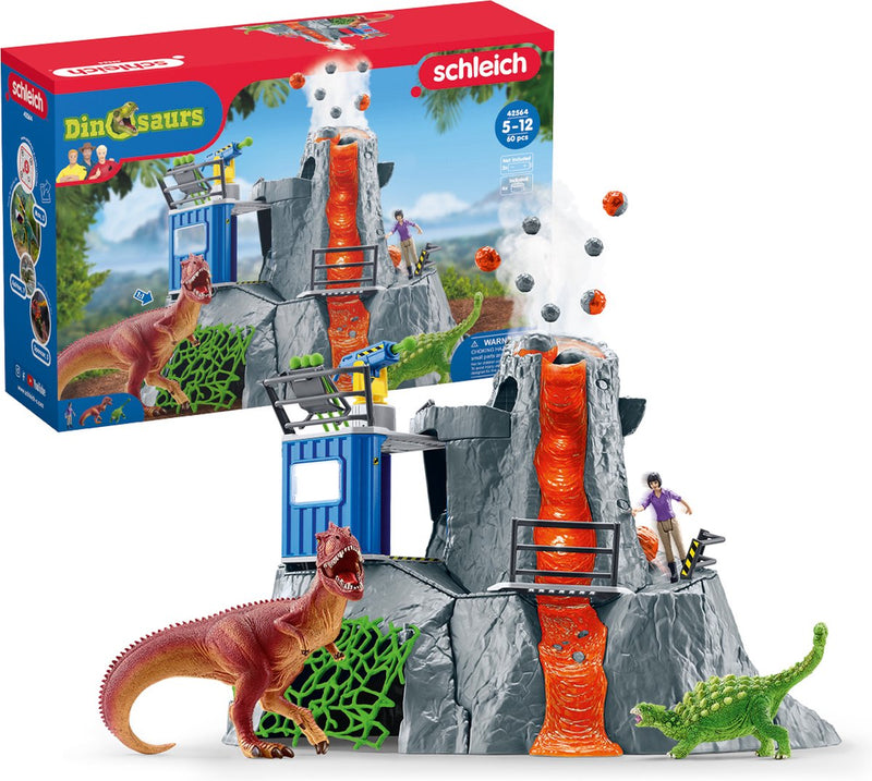 Afbeelding laden in galerijviewer, Schleich dinosaurus - de grote vulkaan expeditie - dino speelgoed - kinderspeelgoed - dino speelgoed - t-rex, ankylosaurus en uitbarstende vulkaan - 36 onderdelen
